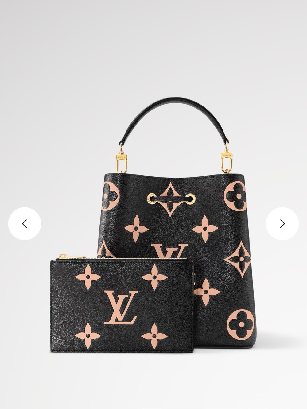 Excellent Condition Louis Vuitton Black & Monogram Bucket Top Handle Bag+Pouch